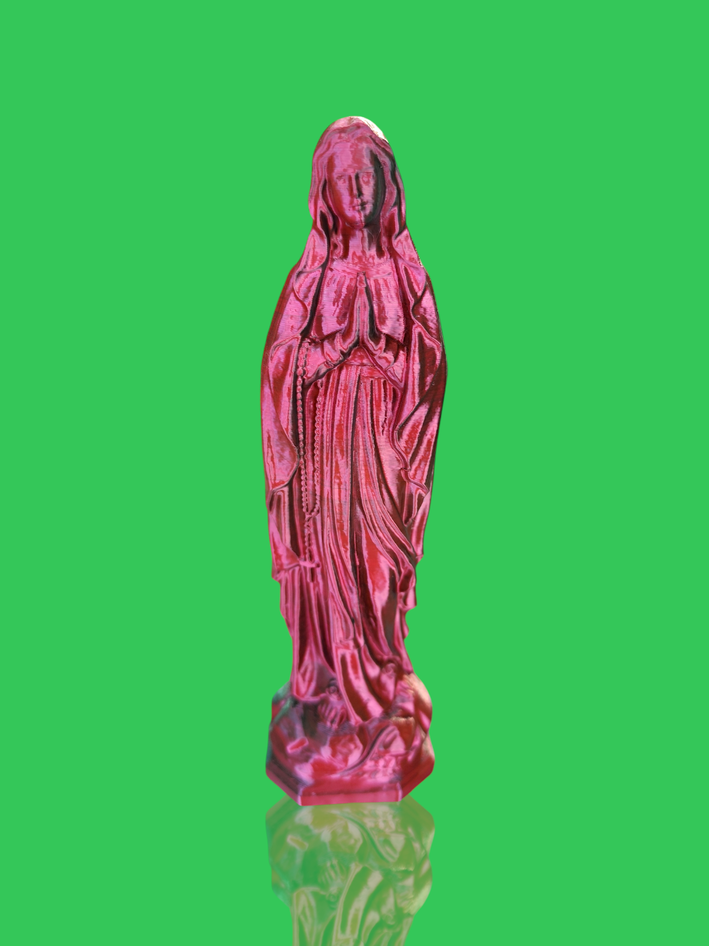 Statue pop vierge Marie vert rouge