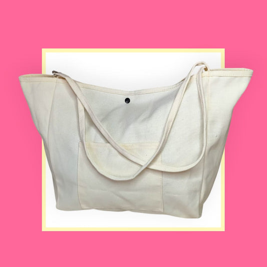 Sac Cabas écru bisou salé coeur caméléon