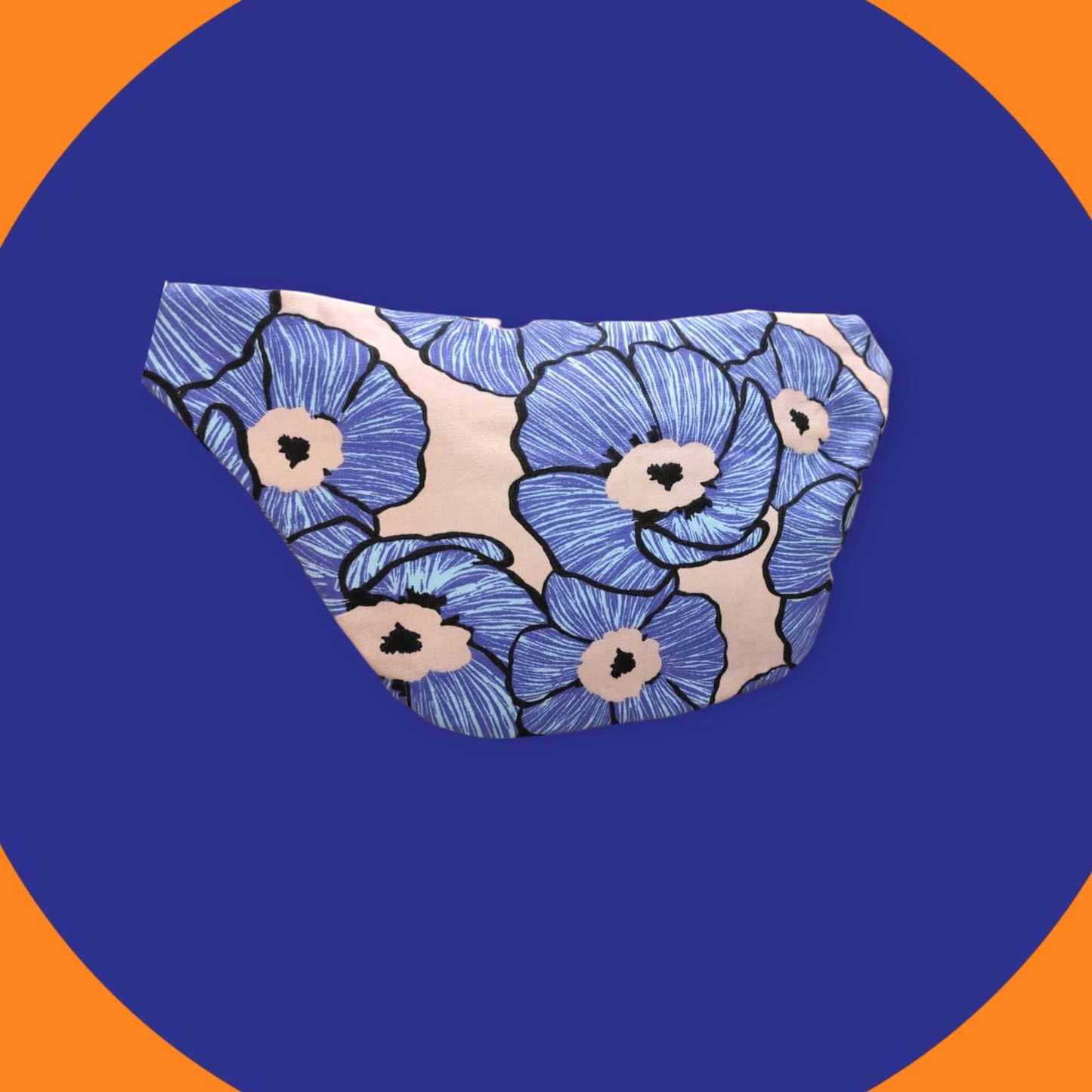 Sac banane grosse fleur bleu rose clair capot nid d'abeilles rose clair