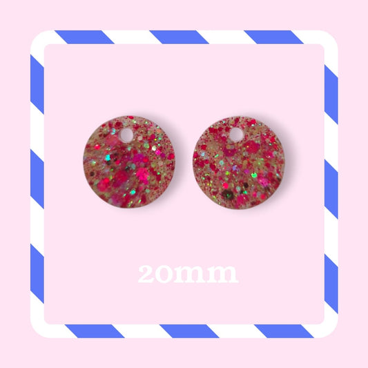Charms rond paillettes rose scintillant