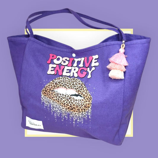 Sac Cabas parme bouche léopard positive energy