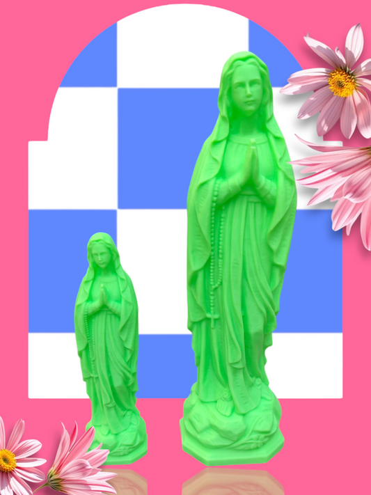 Statue pop vierge Marie verte fluo