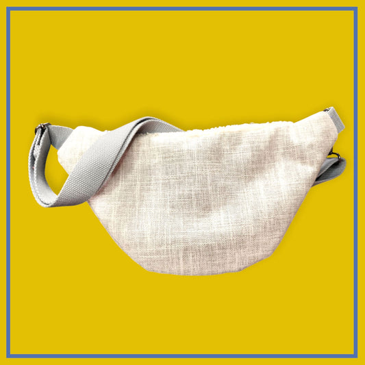 Sac banane gris clair chiné sangle gris
