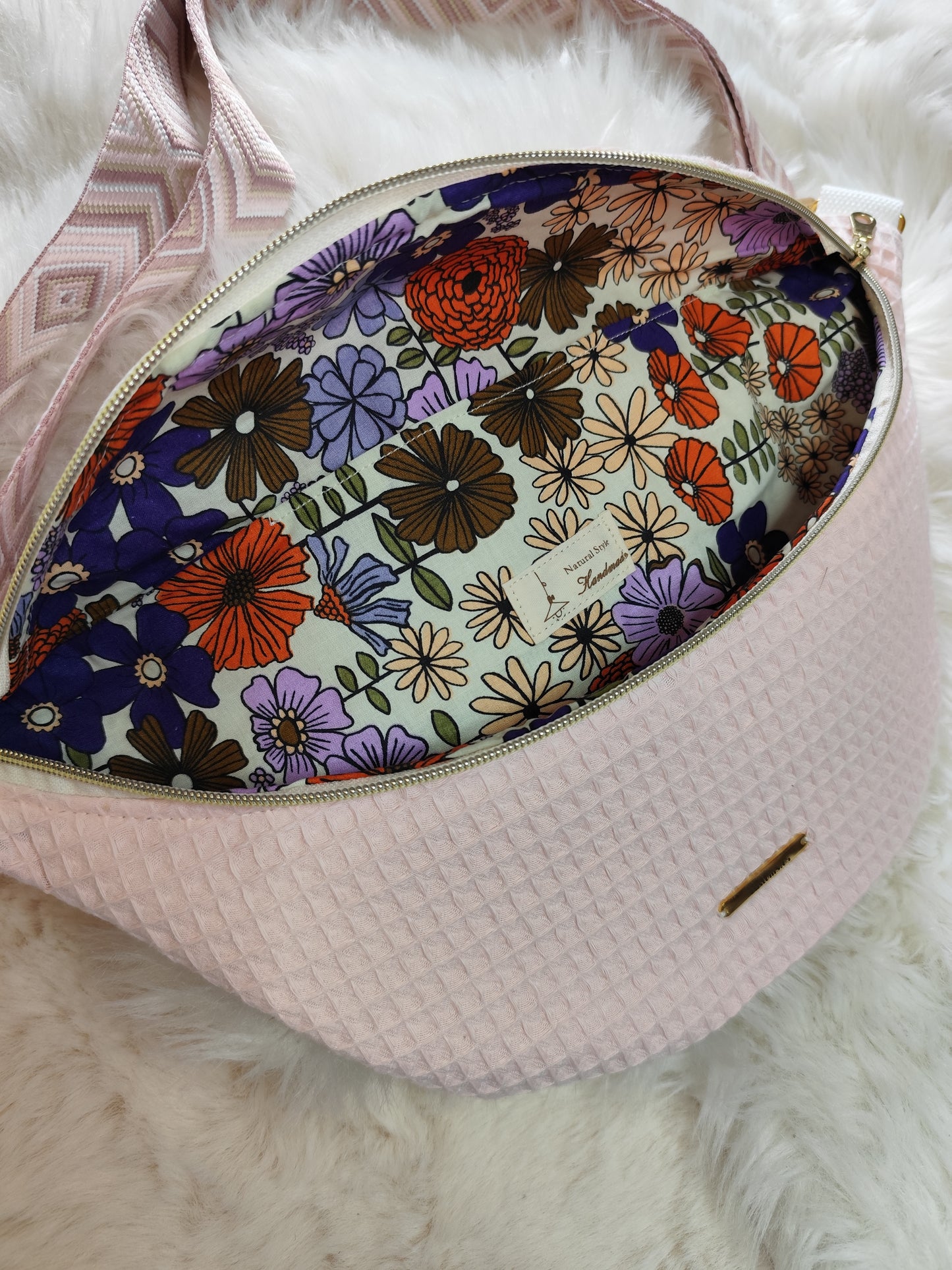 Sac banane nid d'abeilles rose clair