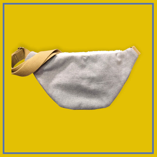 Sac banane gris foncé chiné sangle taupe