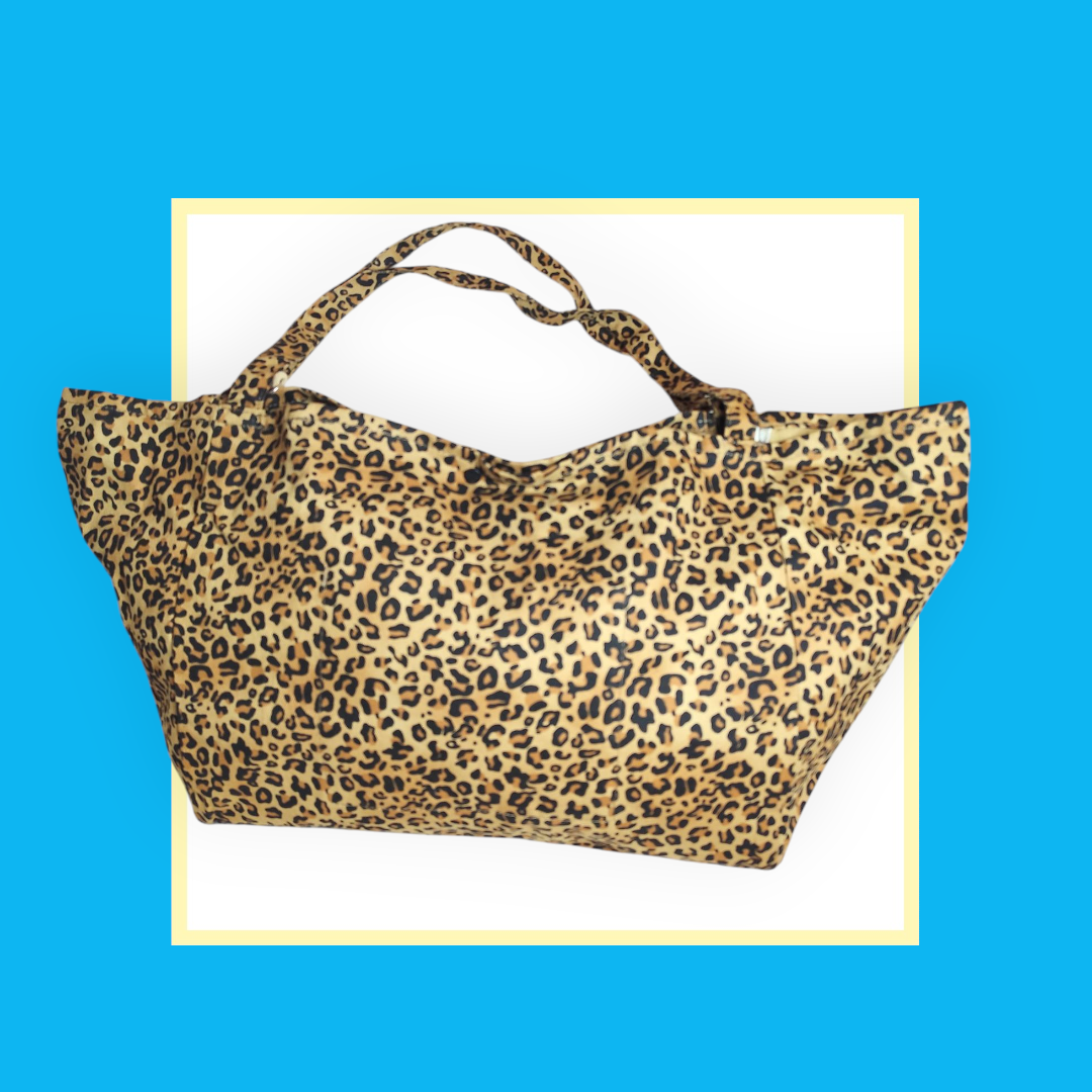 Sac Cabas léopard marron bouche bleue