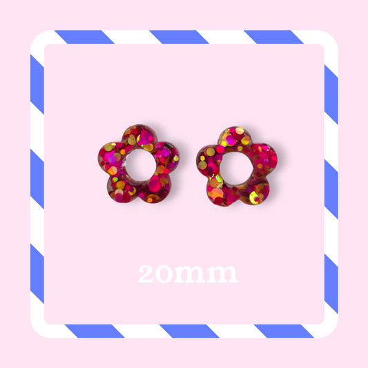 Charms fleurs pastilles fushia or