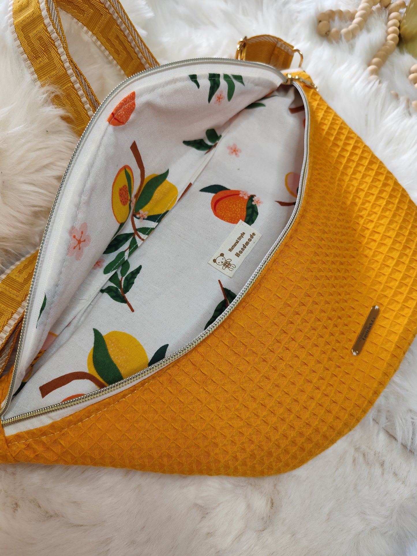 Sac banane nid d'abeilles jaune moutarde