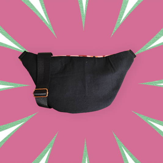 Sac banane S noir capot fleuri