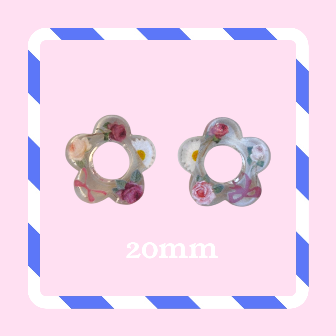 Charms fleurs transparent inclusion fleur