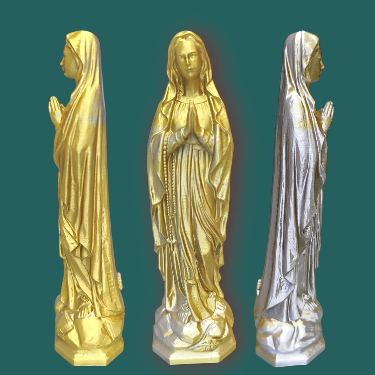 Statue pop vierge Marie nuance or argent