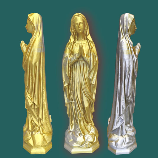 Statue pop vierge Marie nuance or argent