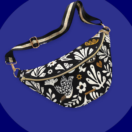 Sac banane tissu mystique noir doré