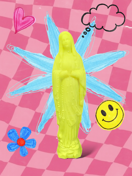 Statue pop vierge Marie jaune 17cm