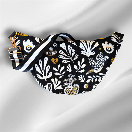 Sac banane tissu mystique noir doré