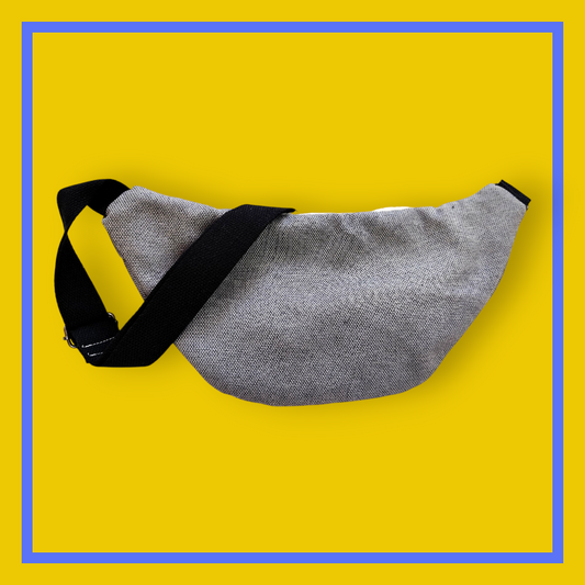 Sac banane gris anthracite chiné sangle noir