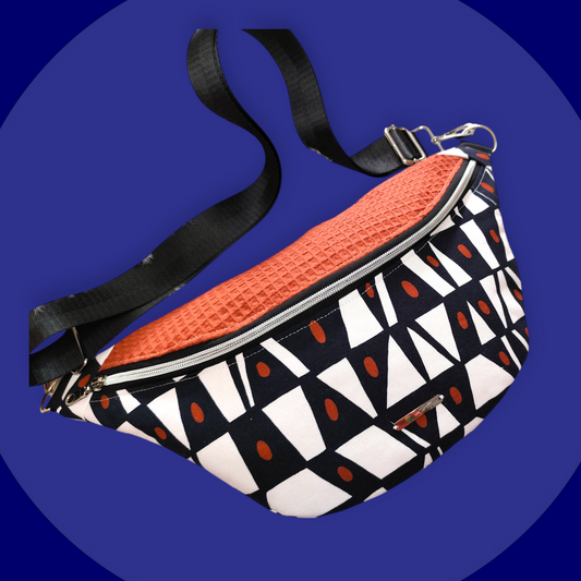 Sac banane motifs forme rétro capot nid d'abeilles brique