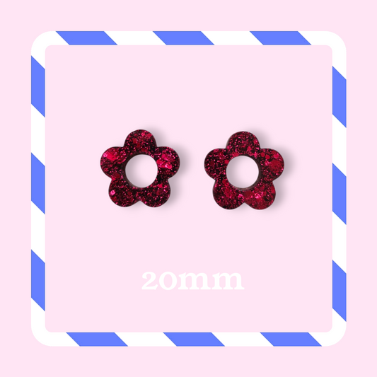 Charms fleurs pailletées prune