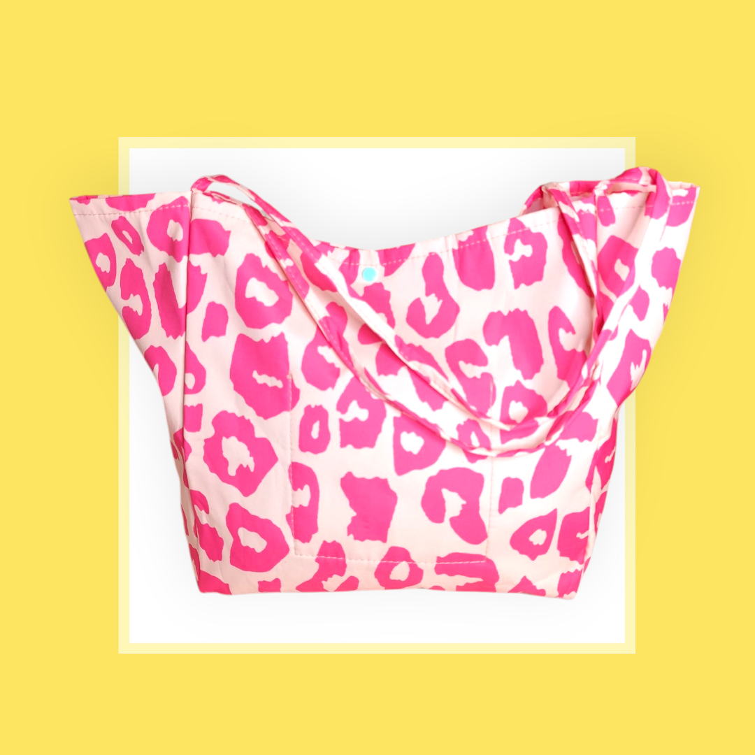 Sac Cabas léopard rose bouche jaune