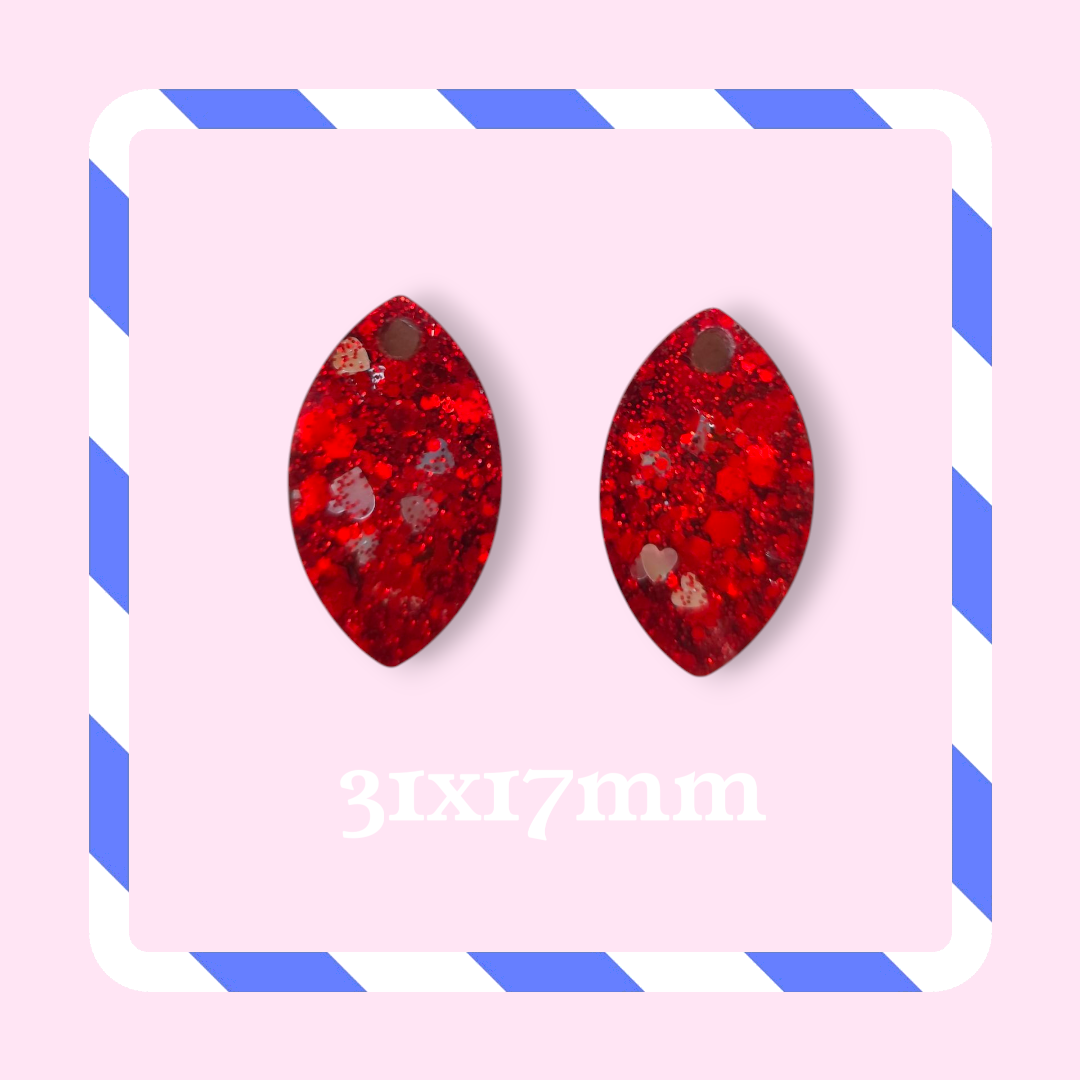 Charms marquise paillettes rouge éclat coeur argent