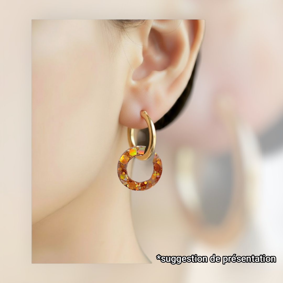 Charms cercle paillettes orange pastel