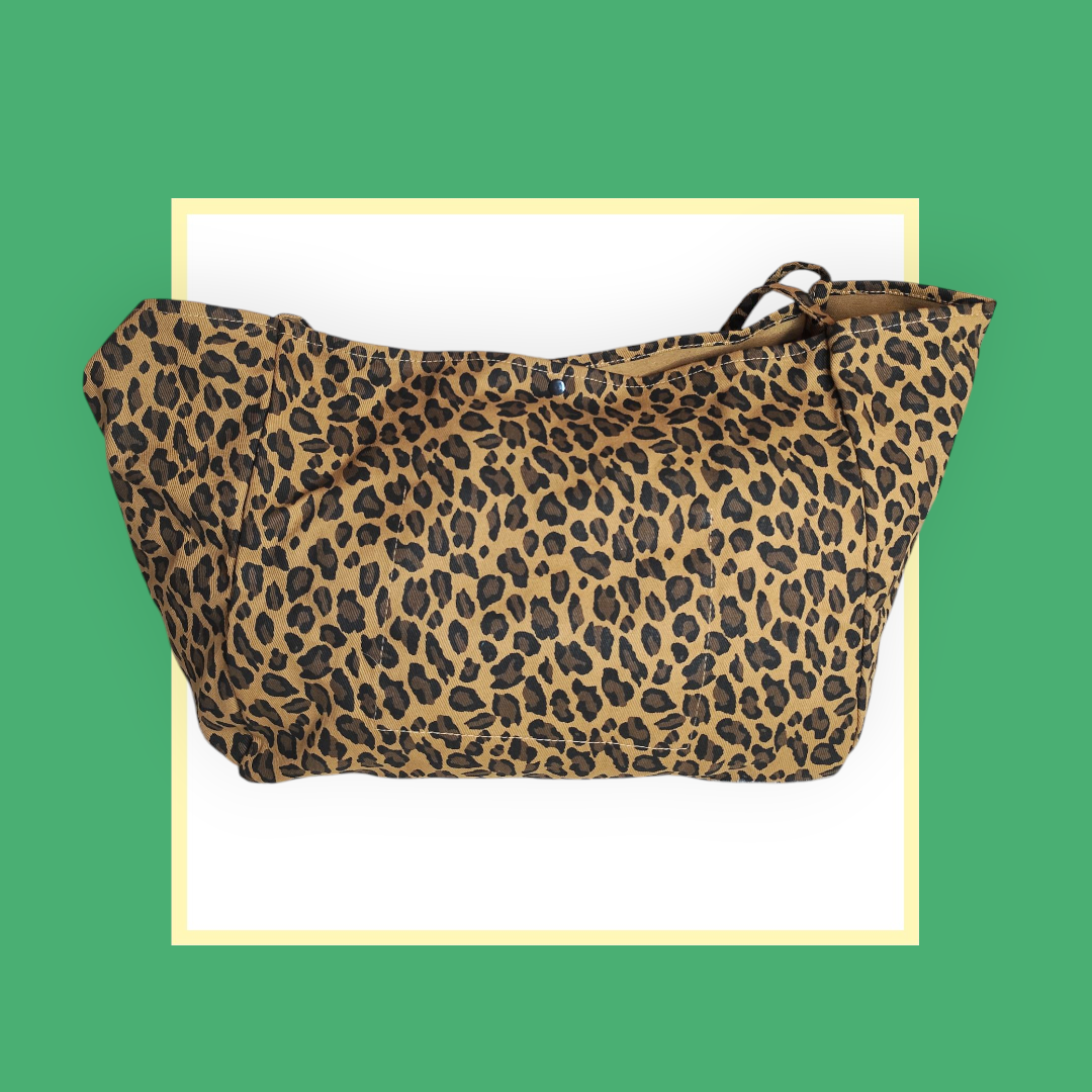 Sac Cabas léopard marron bouche vert pailletté