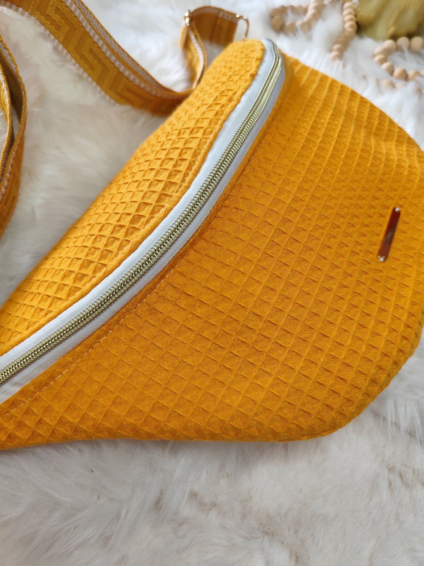 Sac banane nid d'abeilles jaune moutarde
