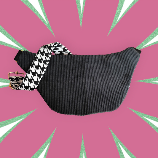 Sac banane S velour côtelé noir
