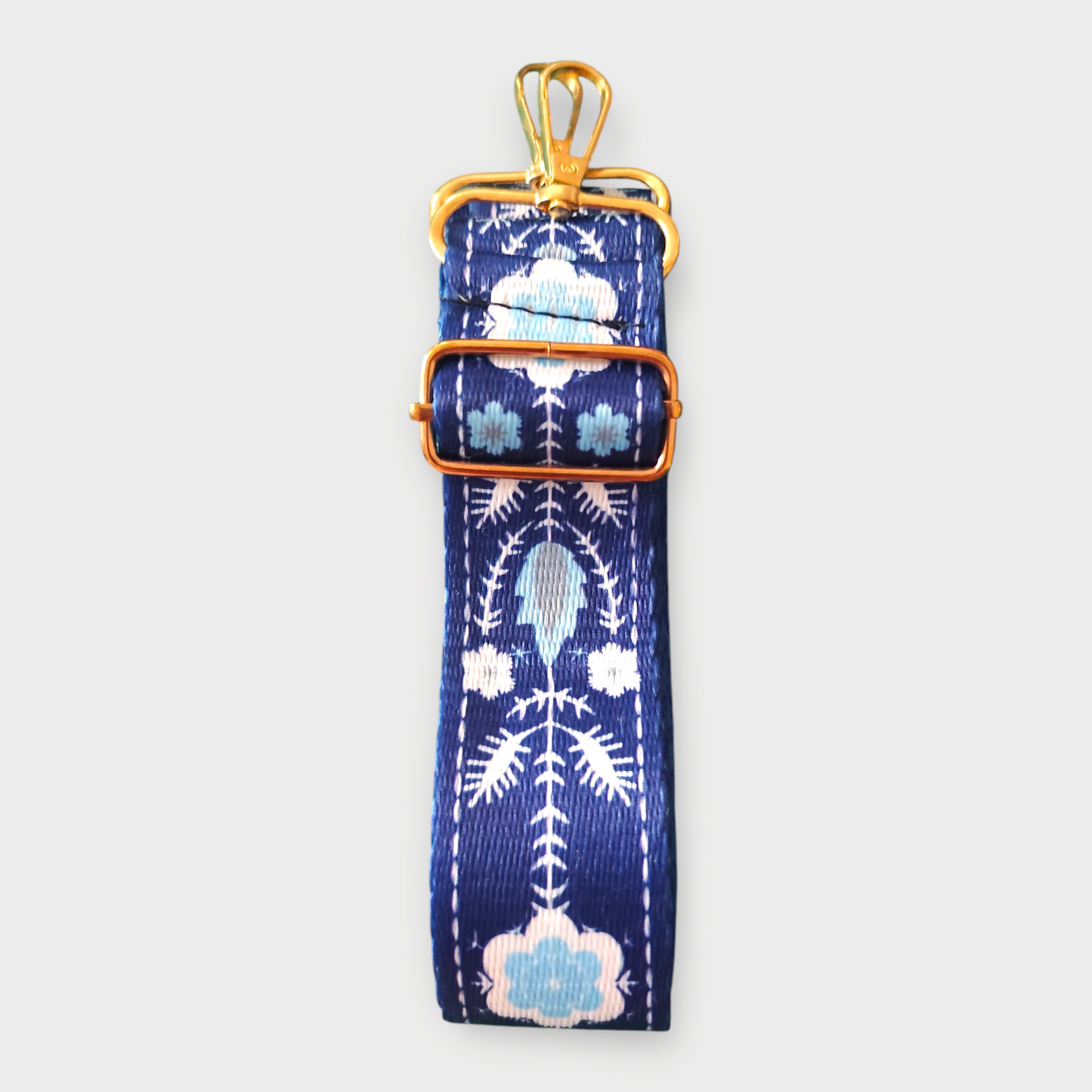 Sangle détails doré motif hiver bleu