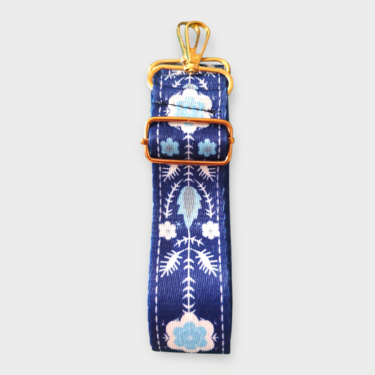Sangle détails doré motif hiver bleu