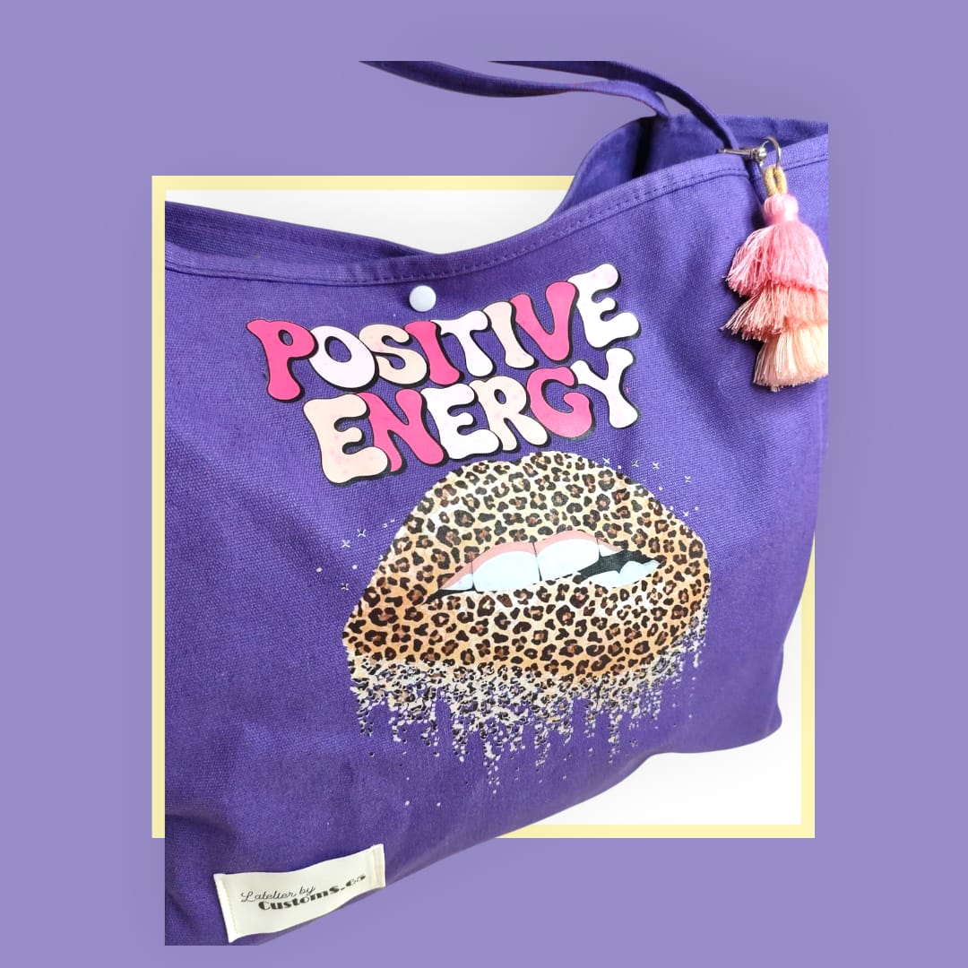 Sac Cabas parme bouche léopard positive energy