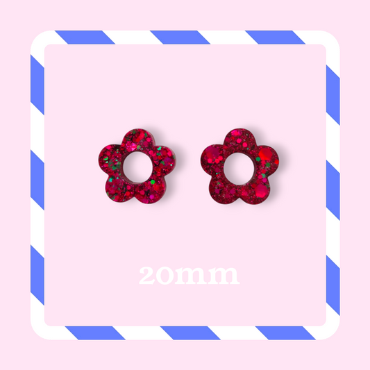 Charms fleurs pailletées fushia éclat vert