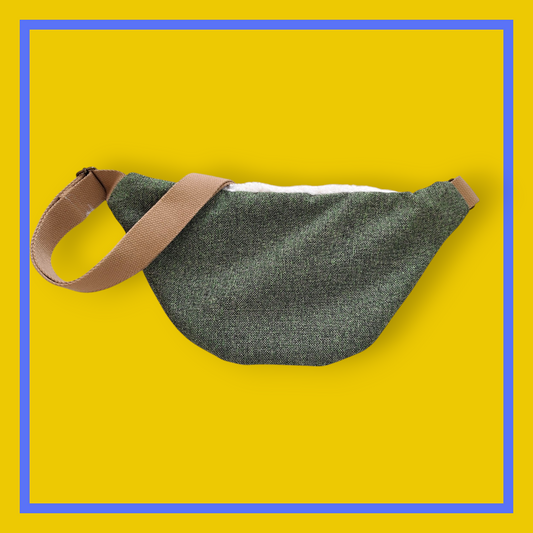 Sac banane vert kaki chiné sangle taupe