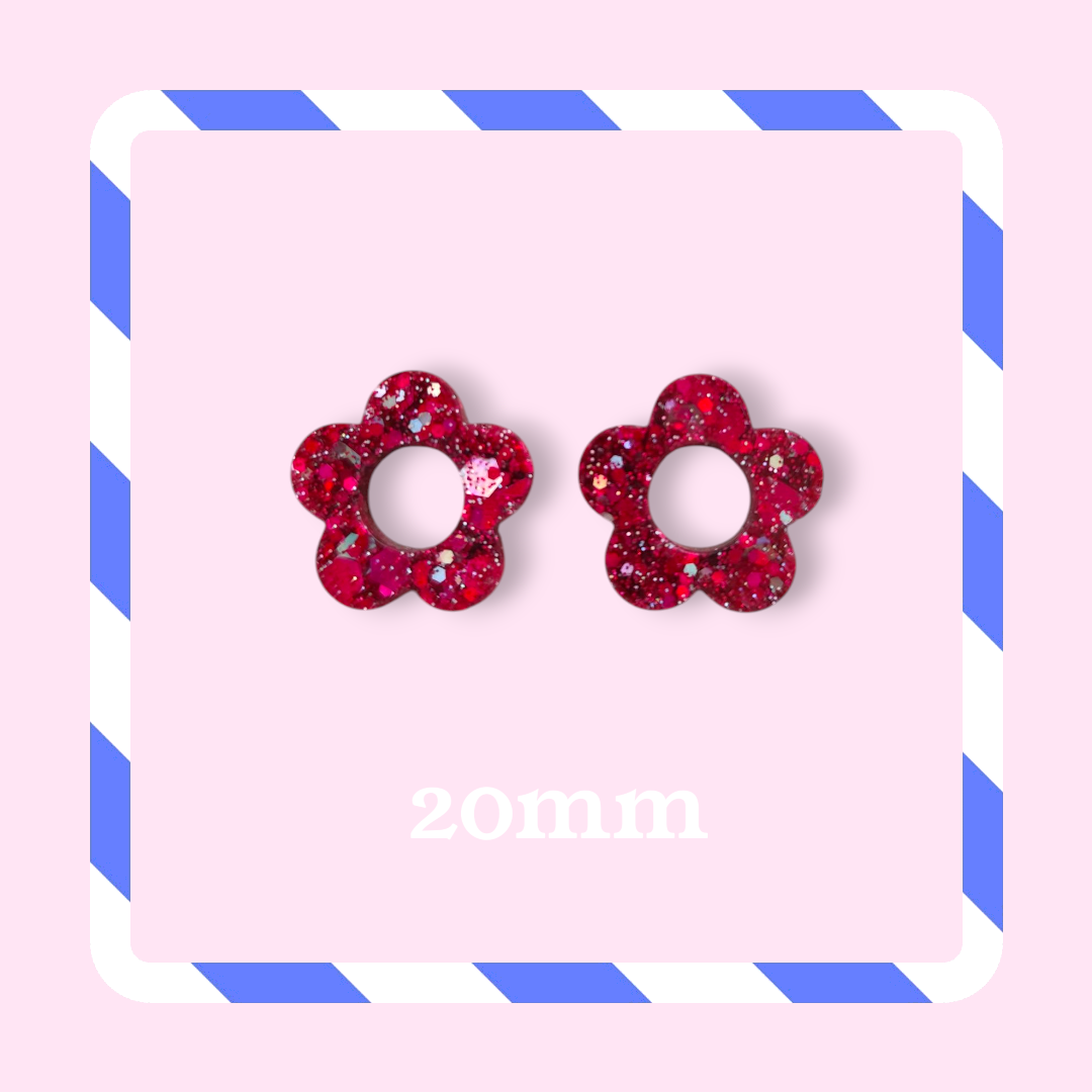 Charms fleurs pailletées fushia