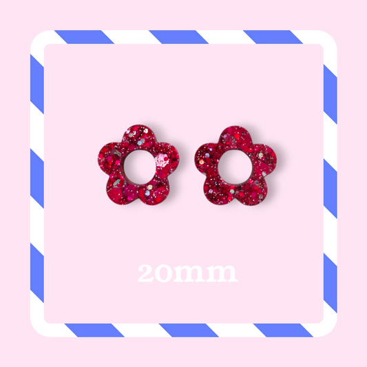 Charms fleurs pailletées fushia