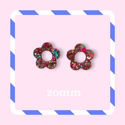 Charms fleurs pailletées champagne multicolore