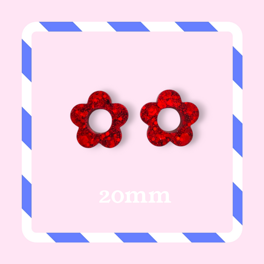 Charms fleurs pailletées rouge