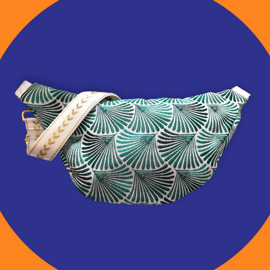 Sac banane motif feuille palmier vert