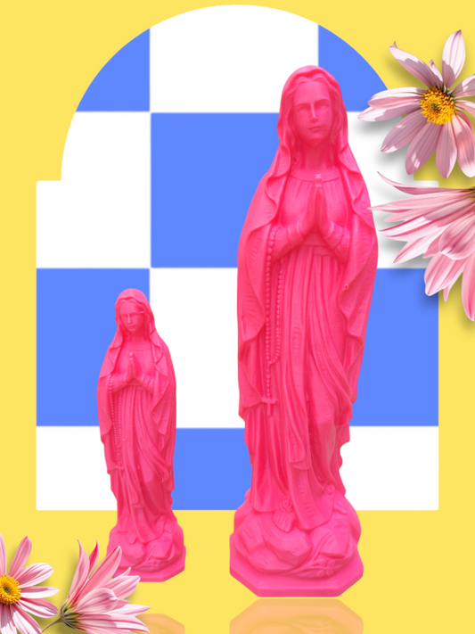 Statue pop vierge Marie rose fluo