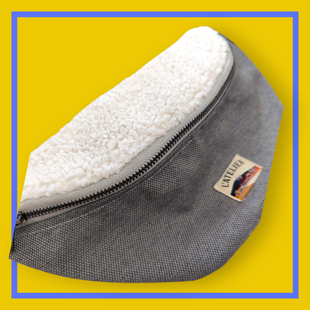 Sac banane gris anthracite chiné sangle noir