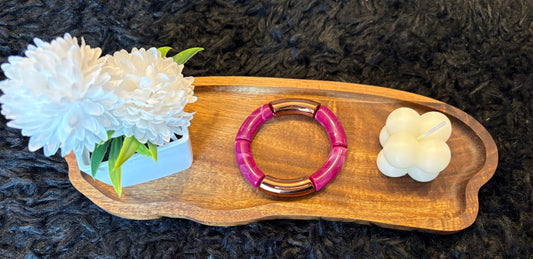 Bracelet tubulaire rose et bronze