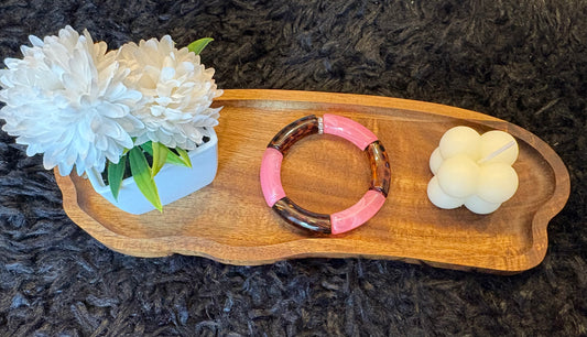 Bracelet tubulaire léopard et rose