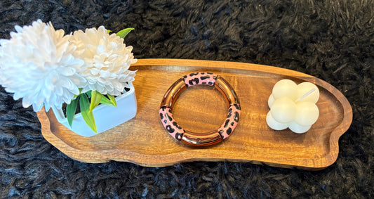 Bracelet tubulaire léopard rose et bronze