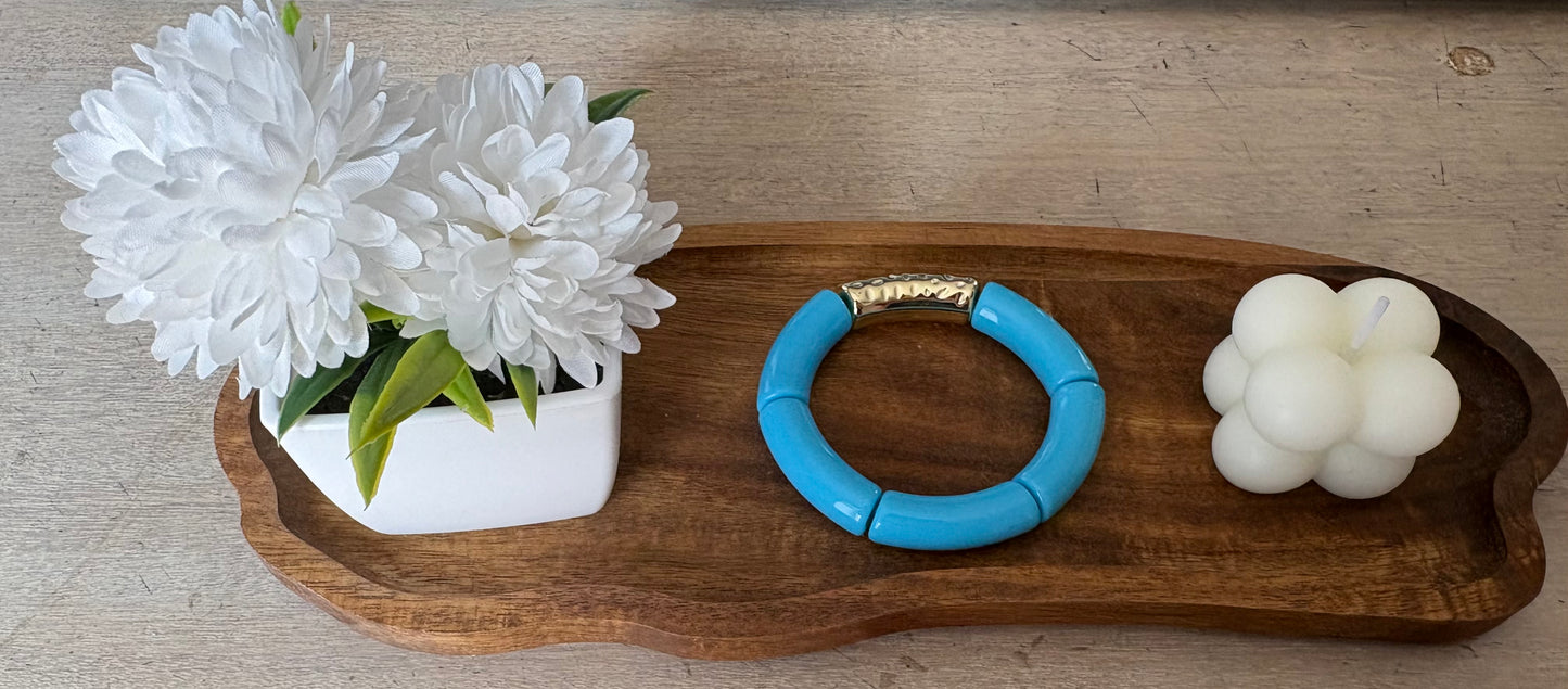 Bracelet tubulaire bleu doré