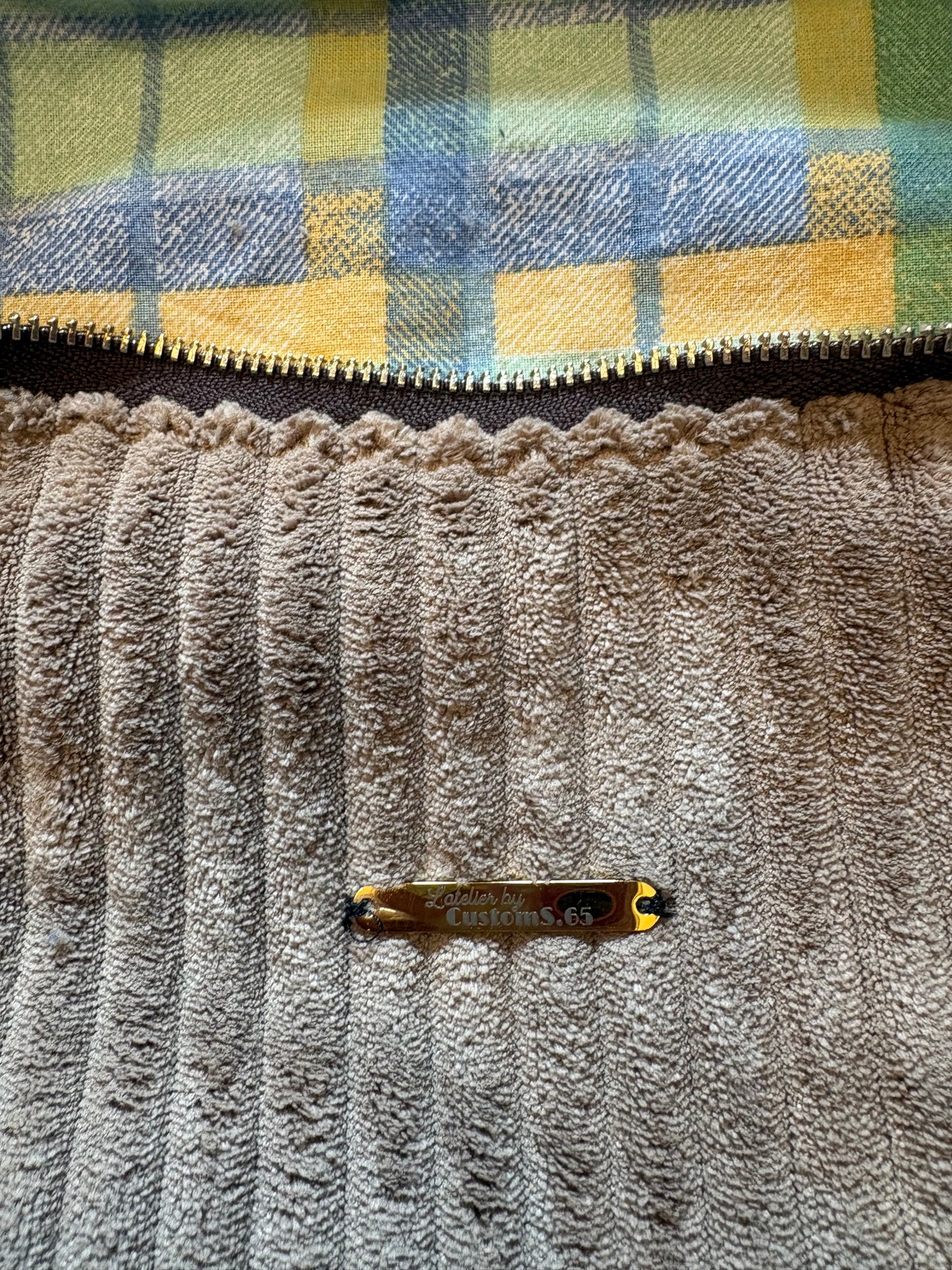 Sac banane XXL velour grosses côte beige