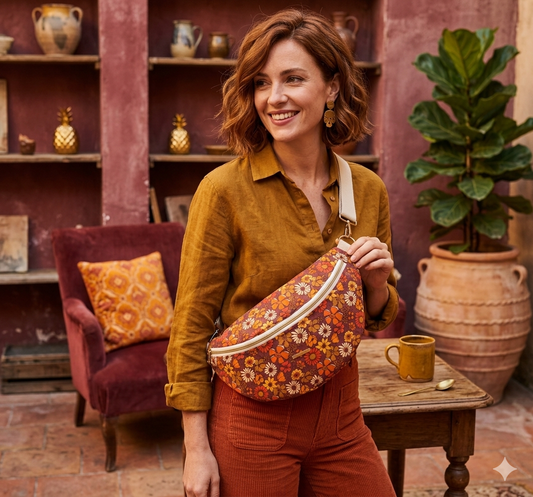 Sac banane XXL fleurie style rétro