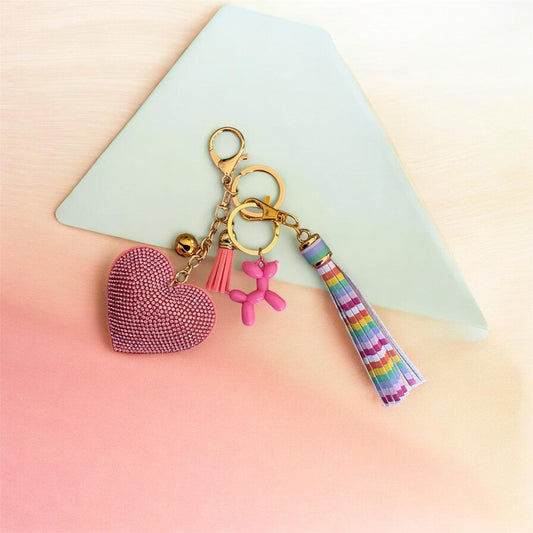 Bijou de sac cœur rose scintillant