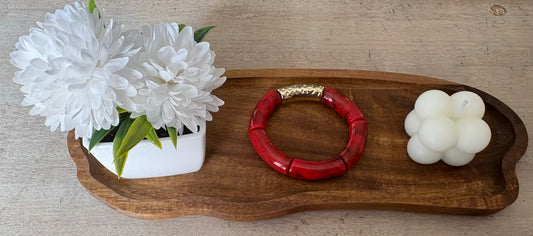 Bracelet tubulaire rouge doré