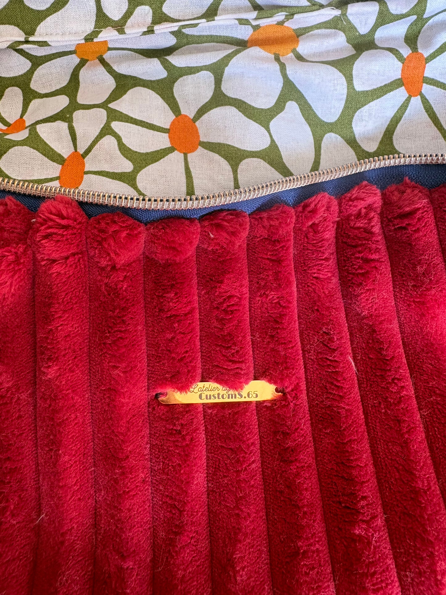 Sac banane XXL velour trés grosse côte fuschia