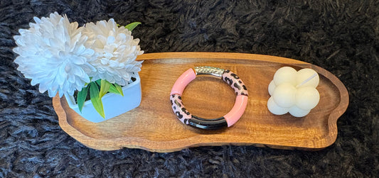 Bracelet tubulaire léopard rose